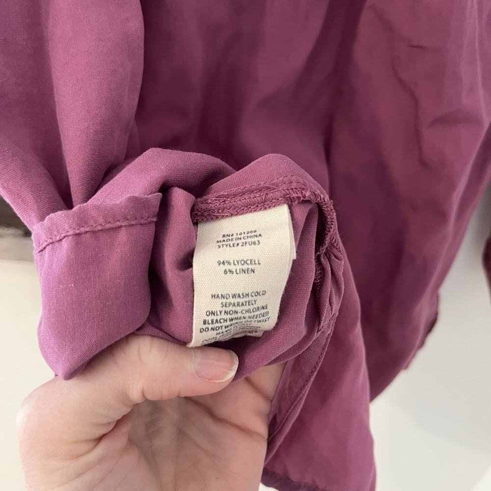 SOFT SURROUNDINGS Blouse Shirt Purple Top Linen Lyocell Blend Size S - Picture 6 of 6